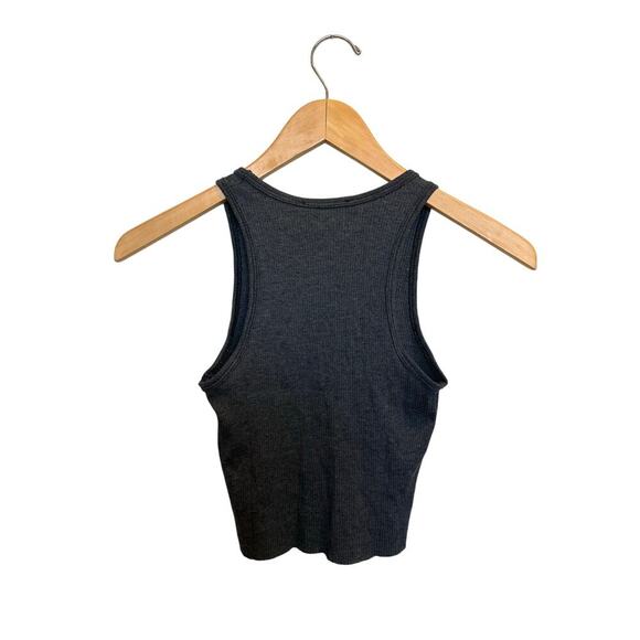 Lulus Women’s Dark Gray Stretch Ribbed Crop Racerback Tank Top Size S NWT - Picture 4 of 6